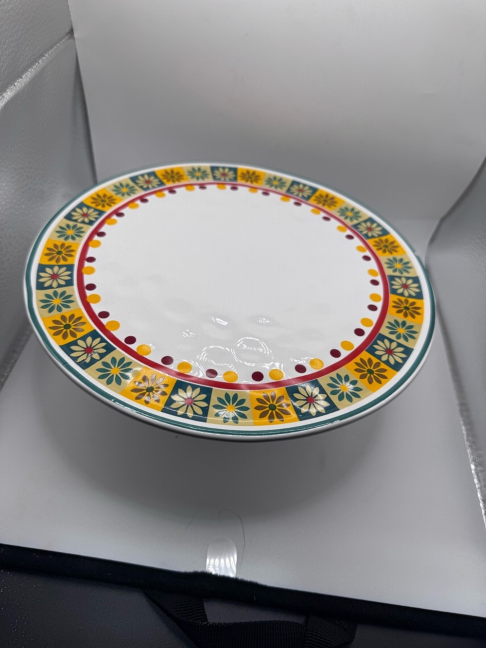 Vintage Floral Cake Stand Pedestal Plate Cottagecore Farmhouse Decor